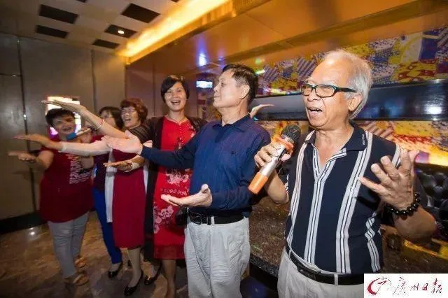 Residents singing during karaoke time