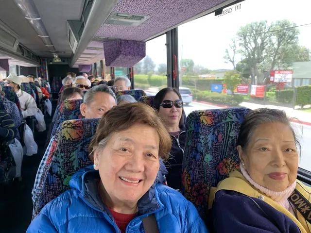 Residents riding the bus on a group outing